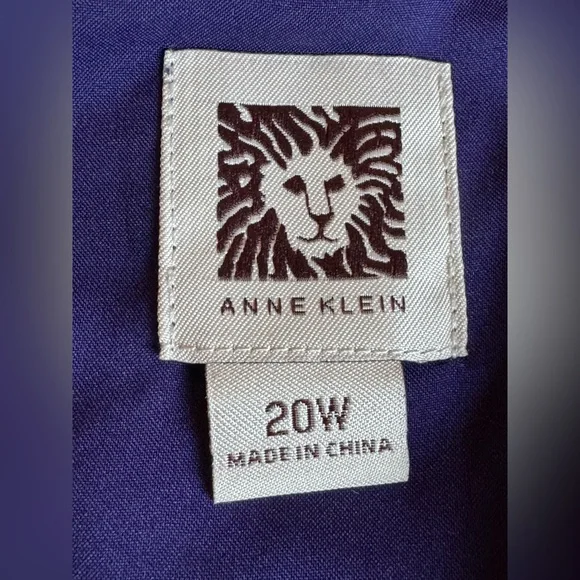 Anne Klein White Eyelet Midi Dress with Navy and Teal Bands 20W - Picture 8 of 9